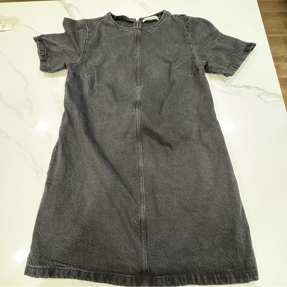 Abercrombie & Fitch Faded Black Denim Shift Mini Dress Size Medium - Picture 3 of 7
